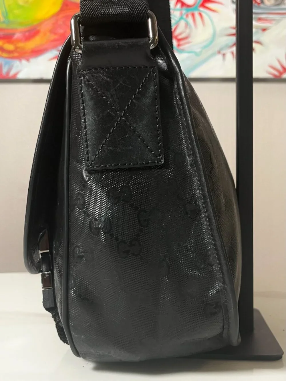 Gucci GG Imprime Monogram Double Buckle Flap Messenger Bag